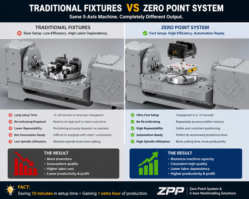 Still Using Traditional Clamping in 5-Axis Machining? See the Difference with Zero Point System