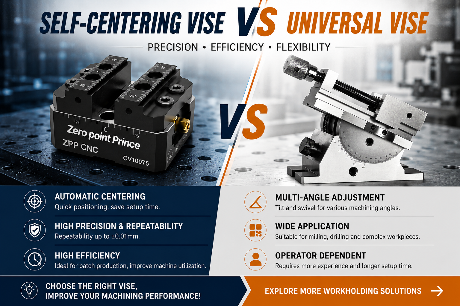 Universal Vise vs Self-Centering Vise: Which One Is Right for Your CNC Machining?