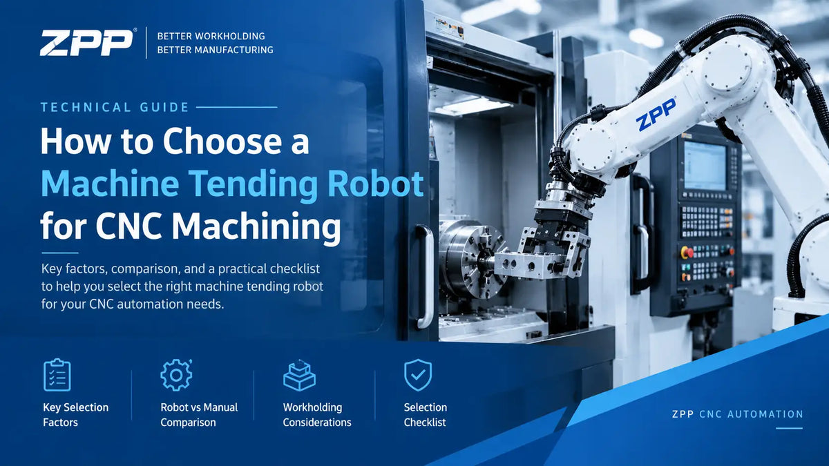 Machine tending robot for CNC machining and automated workholding