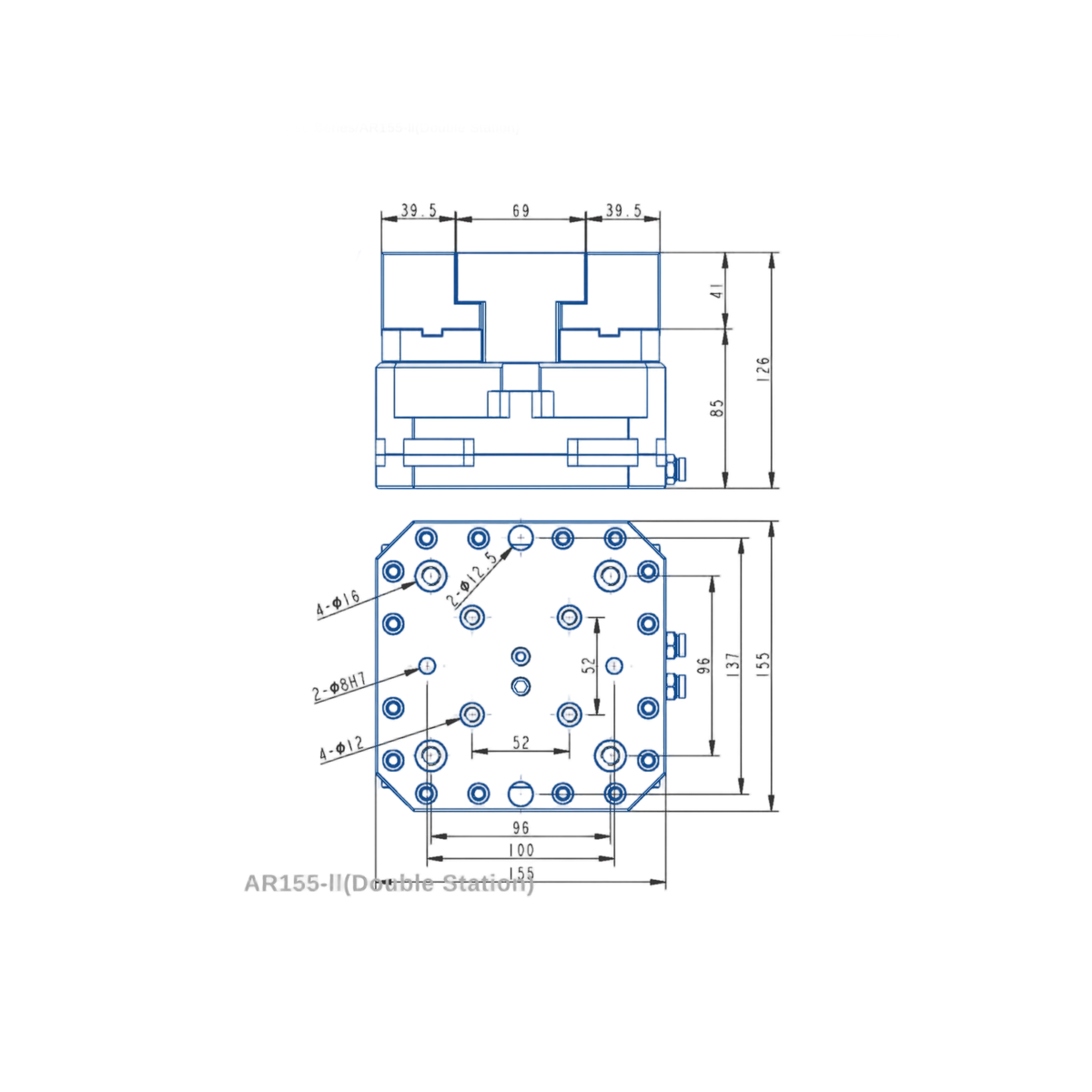 AR155-II 155mm Double Station Pneumatic Vise(155*155*126mm)