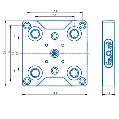 PM96-160 Manual Zero Point Clamping Unit – High Precision (160*160*30mm)