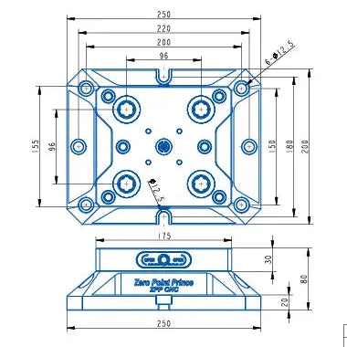 PM96-175BS Manual Zero Point Clamping Unit – High Precision (250*200*80mm)