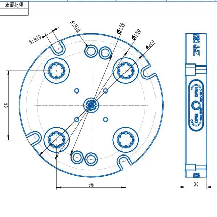 PM96-200 Manual Zero Point Clamping Unit – High Precision (D200*30mm)