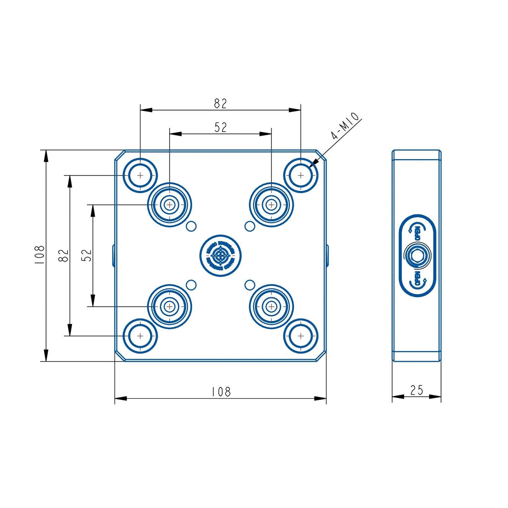 TA52-108 Manual Zero Point Clamping (108*108*25mm)