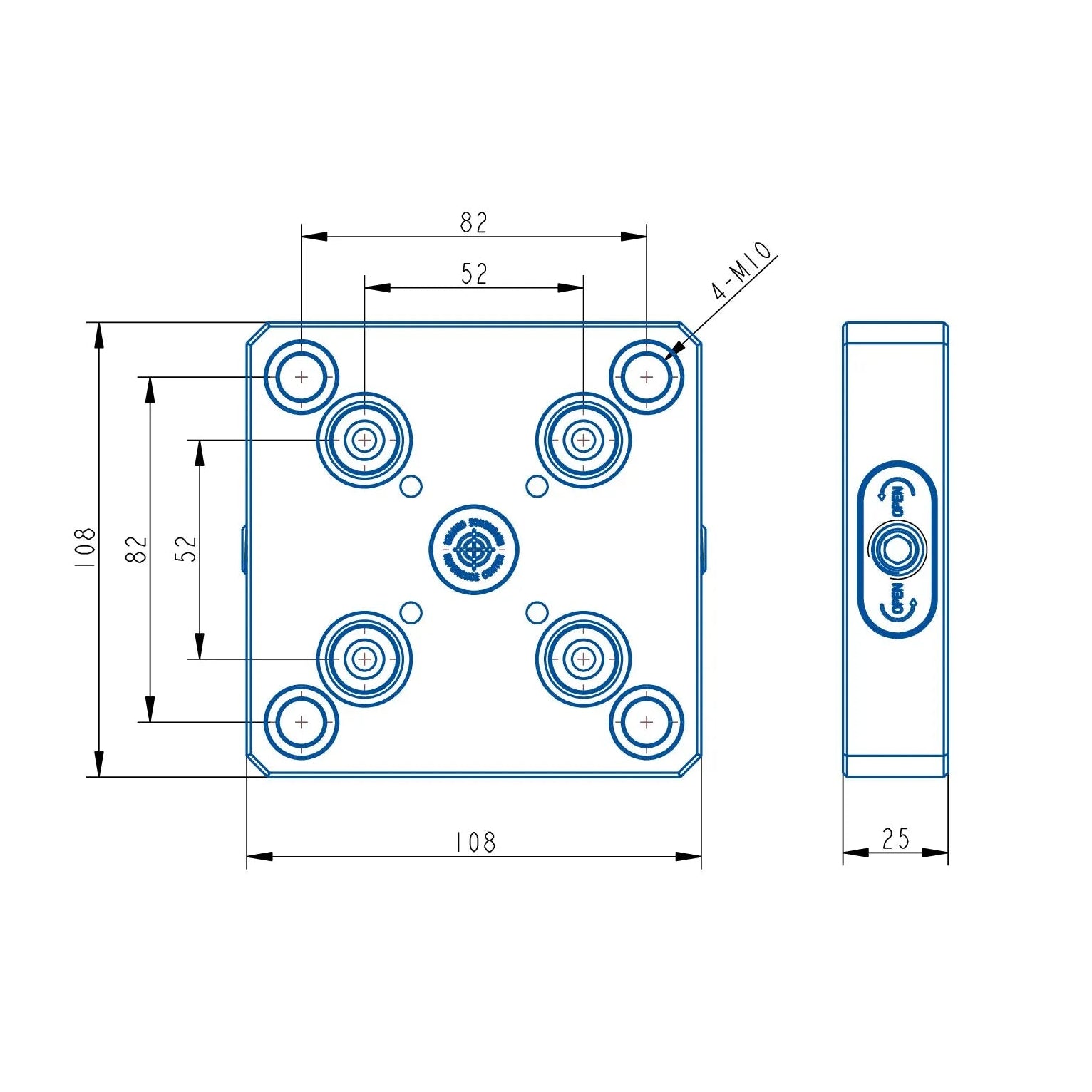 TA52-108 Manual Zero Point Clamping (108*108*25mm)