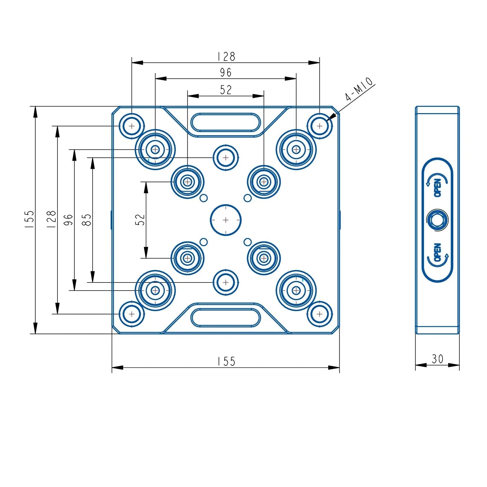TA9652-155 Manual Zero Point Clamping (155*155*30mm)