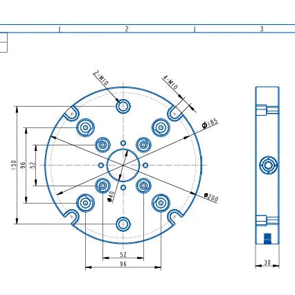 TO9652-200 Through hole compatible Zero Point quick change plate(D200*30mm)