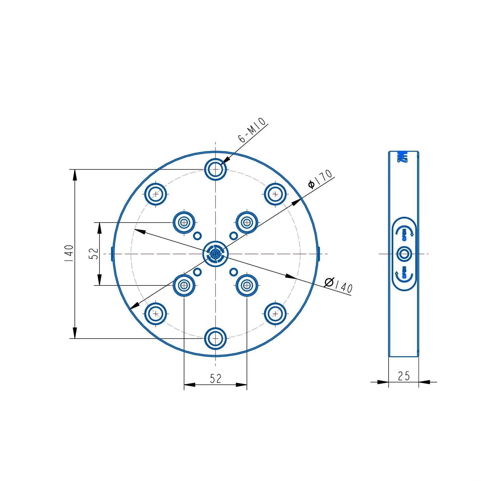 TS52-170 Manual Zero Point Clamping (D170*25mm)