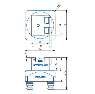 TS52-V50 Dovetail Fixture for TS52 Series (74*74*60mm)