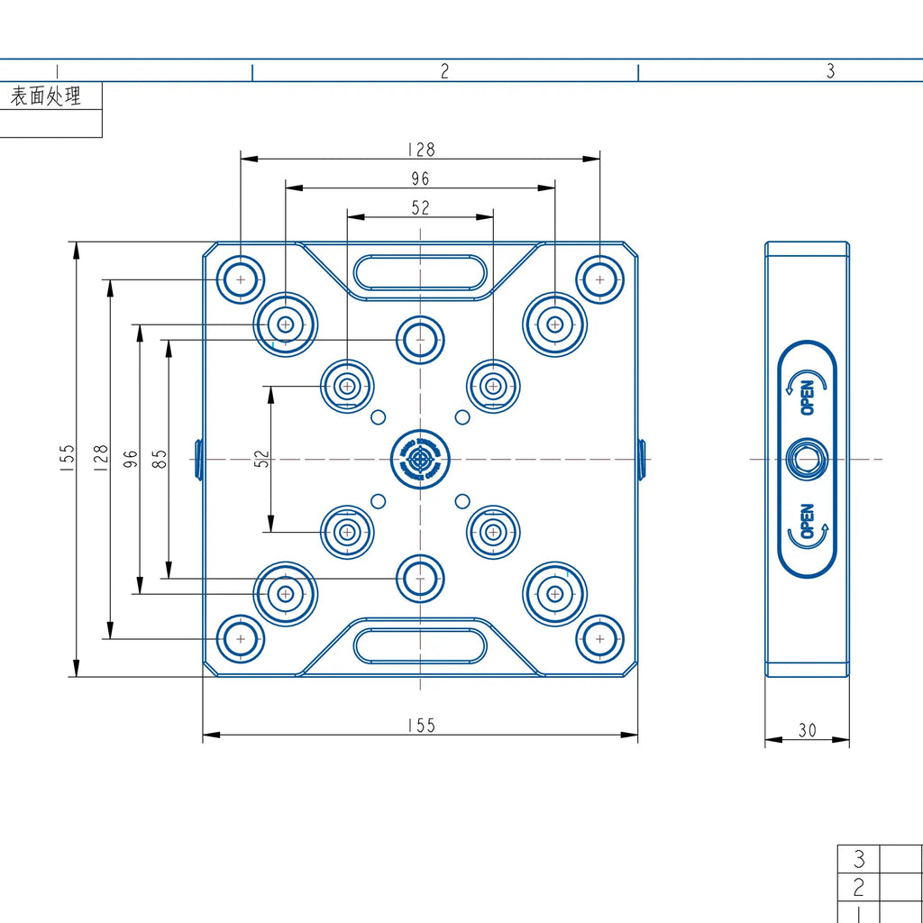 TS9652-155 Manual Zero Point Clamping (155*155*30mm)