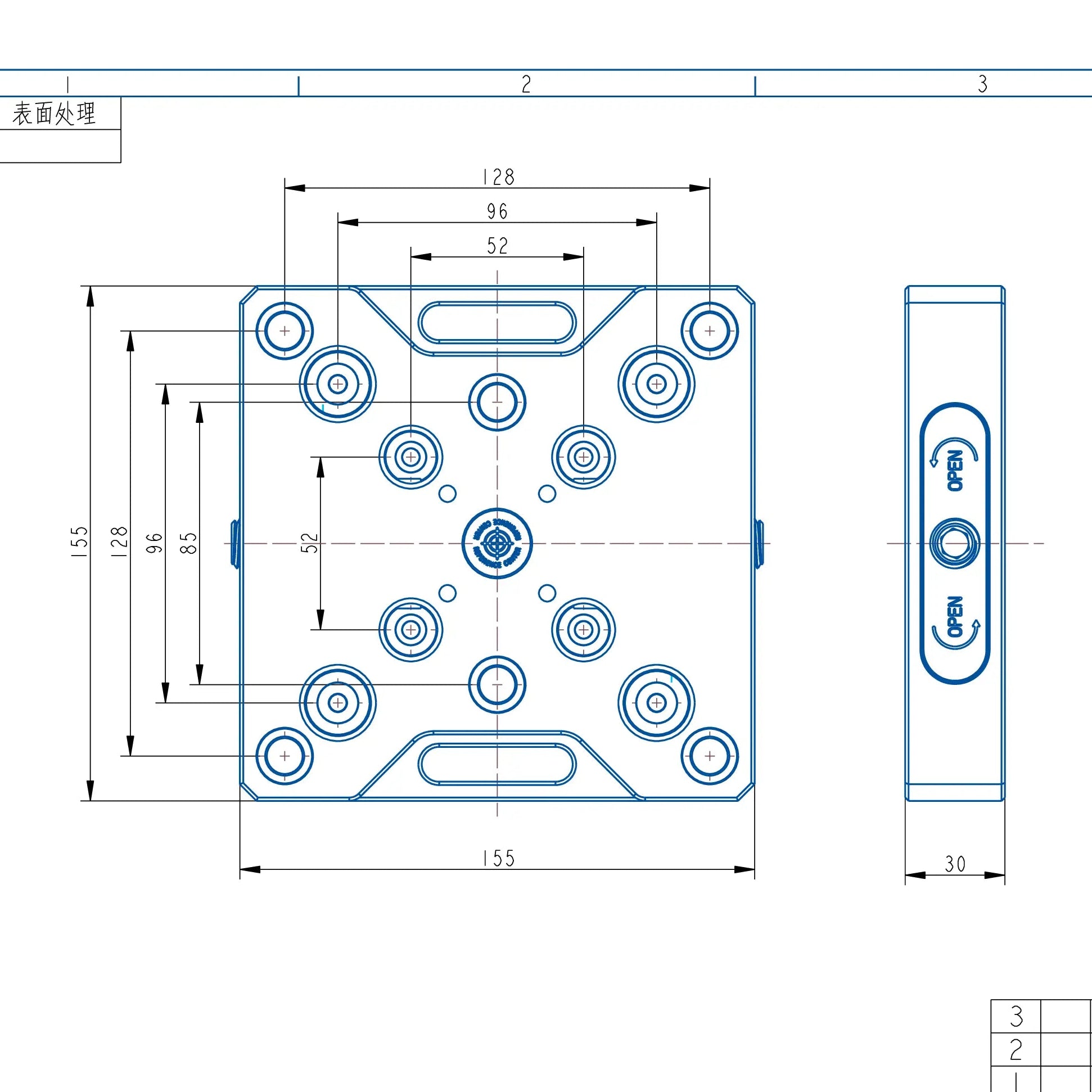TS9652-155 Manual Zero Point Clamping (155*155*30mm)