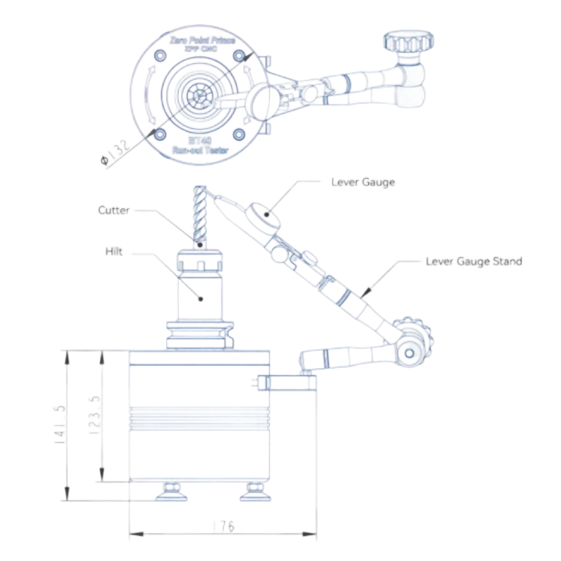BT30/BT40 Run_out Tester (Hand Crank Version)(D132*141.5mm)