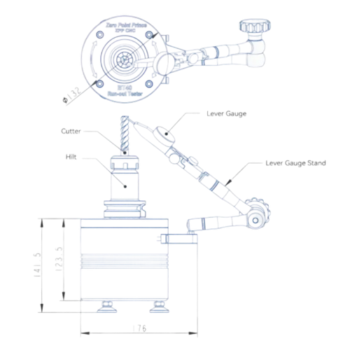 BT30/BT40 Run_out Tester (Hand Crank Version)(D132*141.5mm)