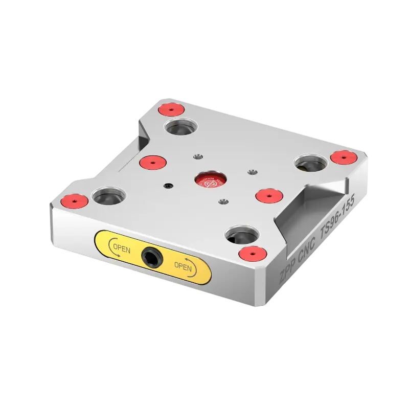 ZPP square zero point quick-change plate for high-precision CNC mill workholding.