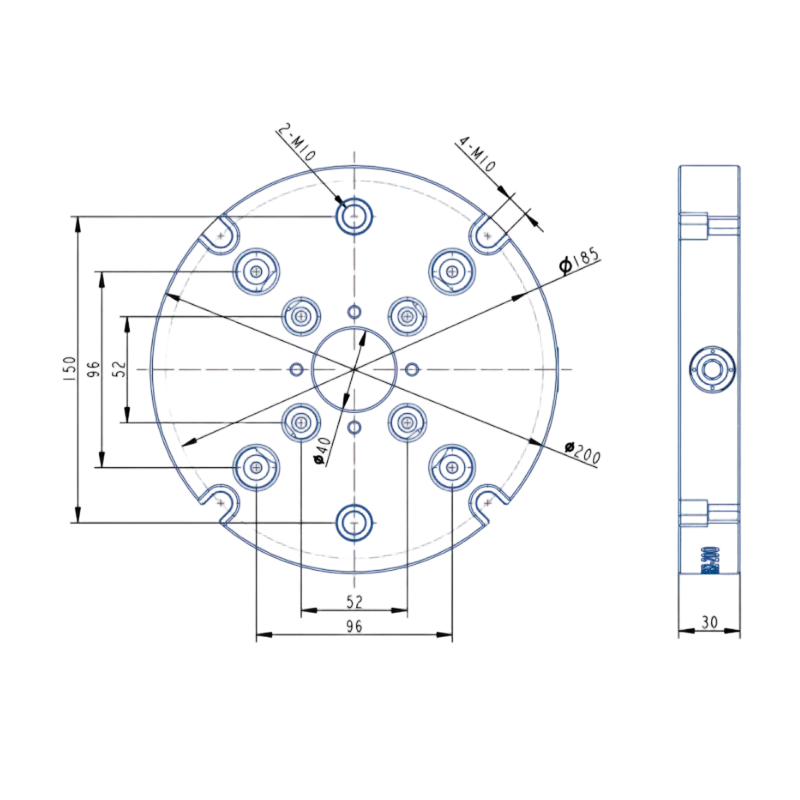 Through hole compatible Zero Point quick change plate