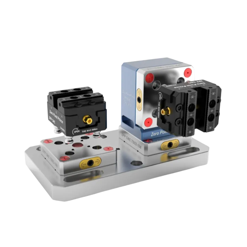 ZPP TS52 modular combination zero point plate for high-density small part CNC machining.